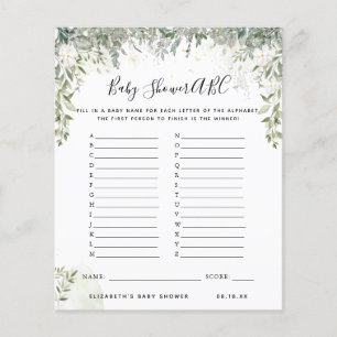 Jeu ABC   Jeu de Baby Shower Floral