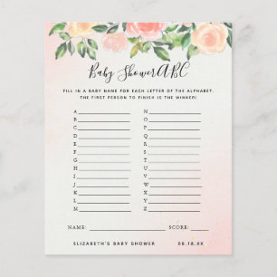 Jeu ABC   Jeu de Baby shower floral