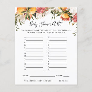 Jeu ABC   Jeu de Baby shower floral