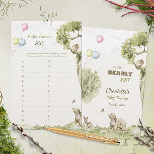 Jeu ABC pour Baby Shower "Woodland Bearly Wait"