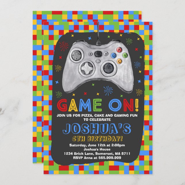 Jeu Anniversaire Invitation Vidéo Jeu Anniversaire (Devant / Derrière)