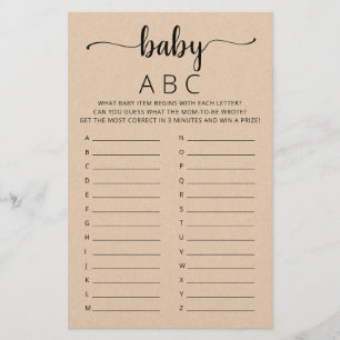 Jeu Baby ABC pour fête de bébé Alphabet