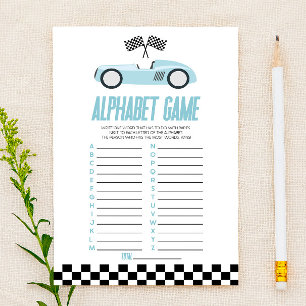 Jeu Baby shower Alphabet Voiture Blue Race
