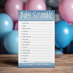 Jeu baby shower - Bleu - Ruée de mots