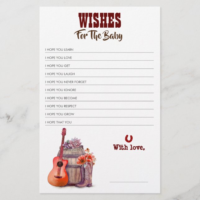 Jeu Baby shower Boots Cowboy (Devant)