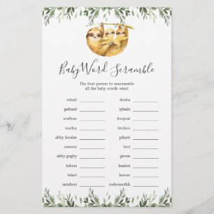 Jeu Baby shower de mots à deux fentes