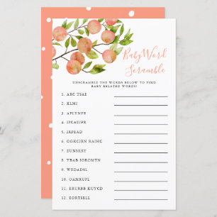 Jeu Baby shower Mot de Peach