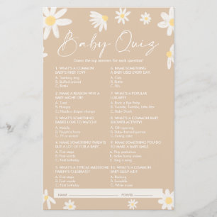 Jeu Baby shower Quiz, Jeu Baby shower Daisy