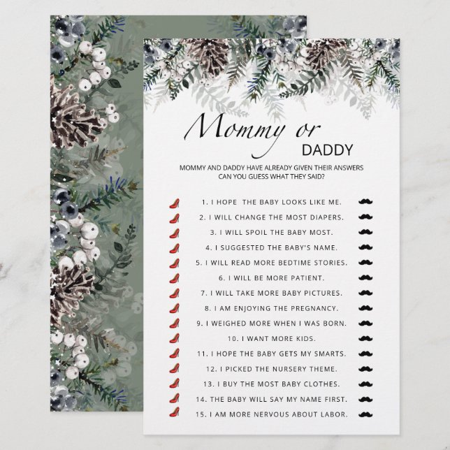 Jeu bébé maman ou papa (Devant / Derrière)