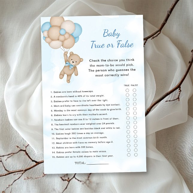 Jeu bébé Vrai ou Faux Ourson (Créateur téléchargé)