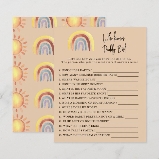 Jeu Boho Rainbow Qui connaît le mieux Papa (Devant / Derrière)