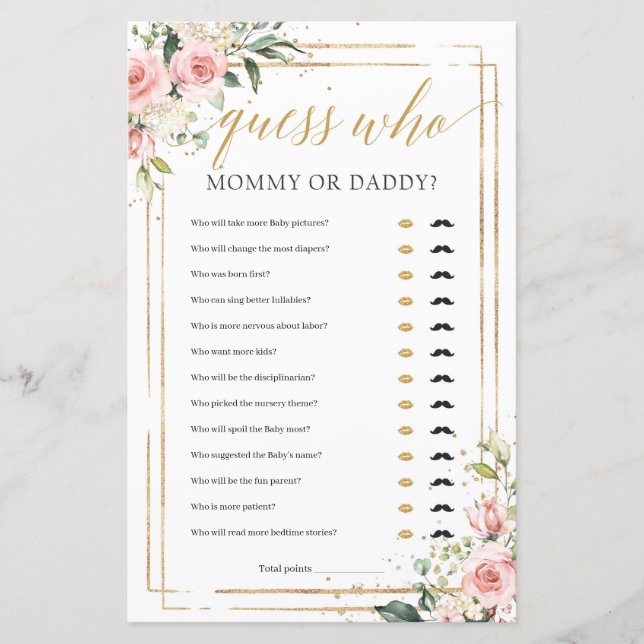 Jeu boho rose rose floral or maman ou papa (Devant)