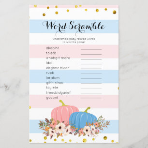 Jeu Citrouille de mots rose et bleu