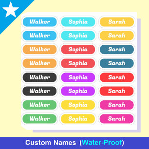 Jeu coloré de 24 étiquettes - Stickers de nom élég
