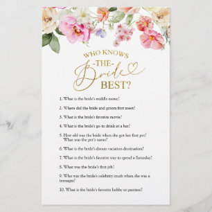 Jeu Connaît la Mariée de la Douche de Mariage Flor