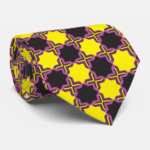Jeu cravate jaune noir rose violet