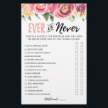 Jeu d'anniversaire modifiable jamais ou jamais Jeu<br><div class="desc">Achetez ce jeu floral et profitez de la haute qualité Carte Jamais ou jamais pour votre événement! Connais-tu bien la fille d'anniversaire ? Design de fleurs.</div>