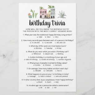 Jeu d'anniversaire Trivia avec réponses Anniversai