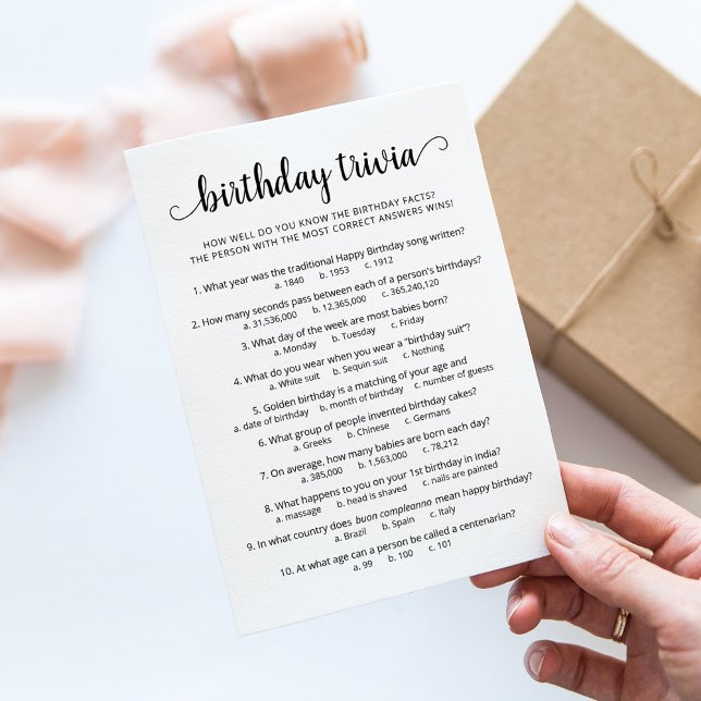 Jeu d'anniversaire Trivia avec réponses Carte d'an (Créateur téléchargé)