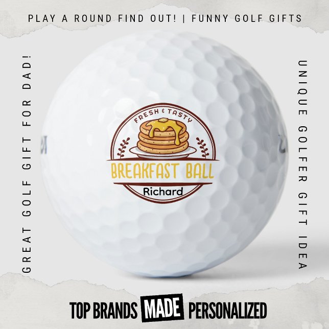 Jeu d'argent du week-end Balle de petit-déjeuner d (Custom Funny Golf Ball Gifts From Play A Round Find Out, "Breakfast Ball" pancakes design)