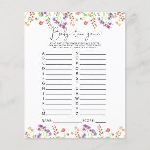 Jeu d'article bébé Fleurs sauvages. Jeu de Baby Sh