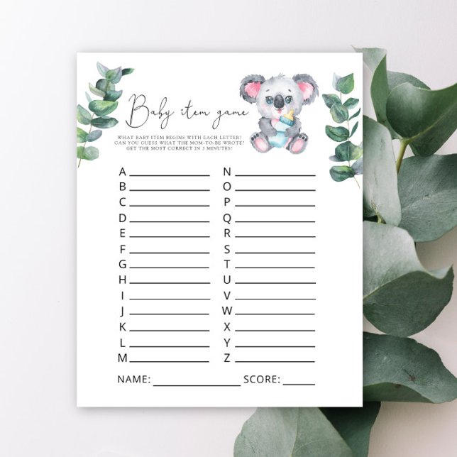 Jeu d'article bébé ours koala. Jeu de baby shower (Créateur téléchargé)