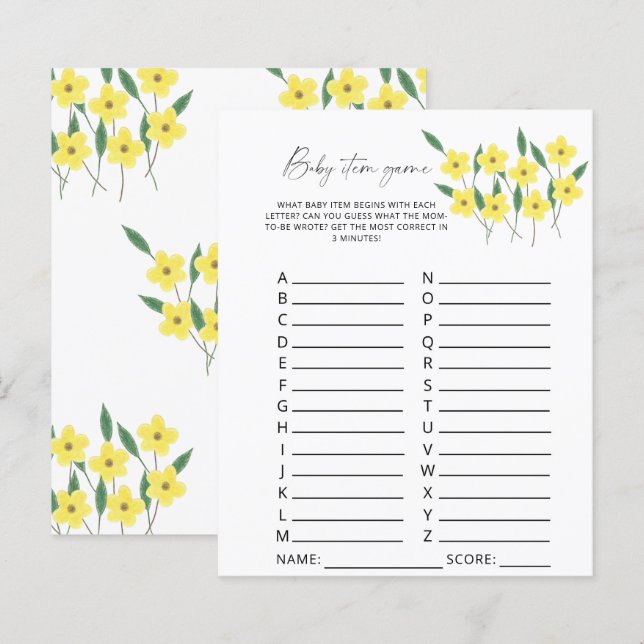 Jeu d'article pour bébé fleur sauvage. Jeu baby sh (Devant / Derrière)