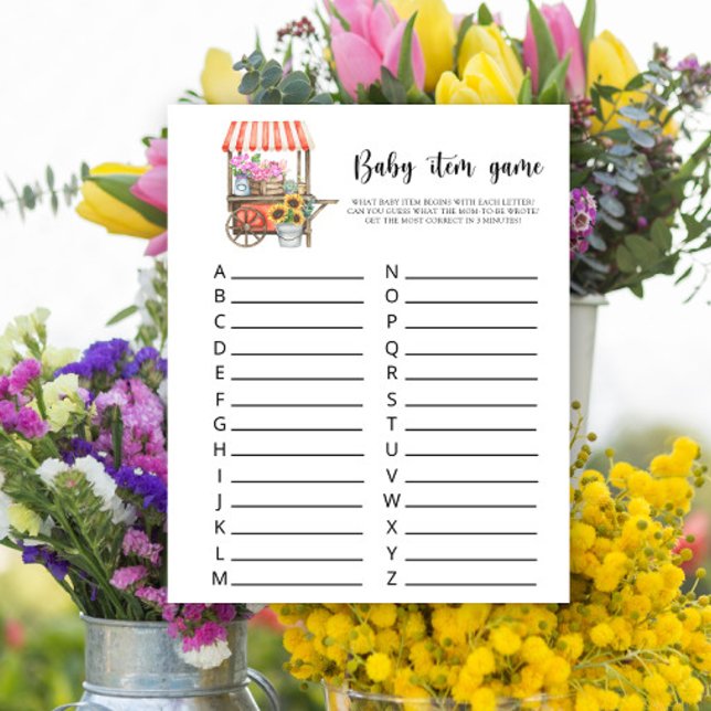 Jeu d'article pour bébé. Jeu Baby shower Fleurs (Créateur téléchargé)