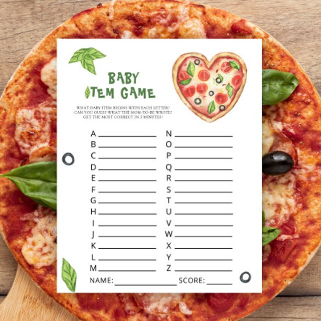 Jeu d'article pour bébé. Jeu de baby shower pizza (Créateur téléchargé)
