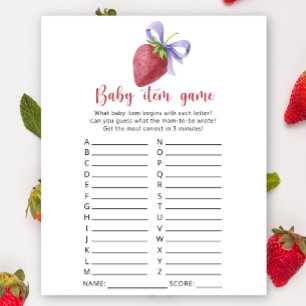 Jeu d'articles bébé - Fraise. Jeu de Baby Shower