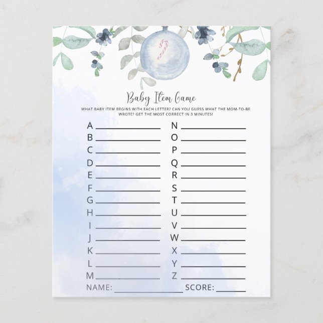 Jeu d'articles pour bébé d'hiver. Jeu baby shower (Devant)