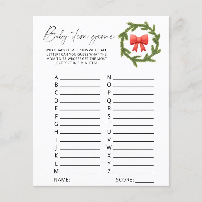 Jeu d'articles pour bébé d'hiver. Jeu baby shower (Devant)