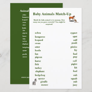 Jeu d'assortiment sur le thème des animaux