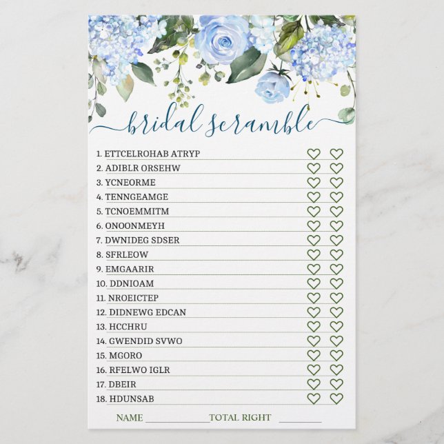 JEU DE BABILLES DE MARIÉE Hydrangea Bleue DOUBLE F (Devant)
