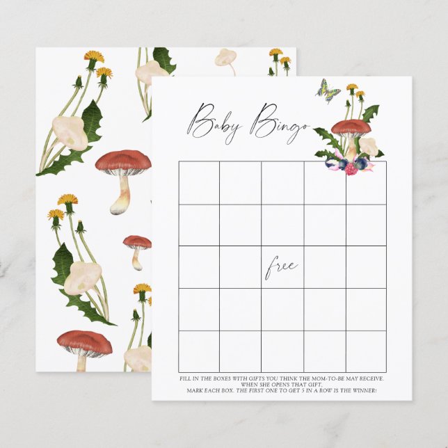 jeu de Baby Bingo champignons de forêt d'automne (Devant / Derrière)