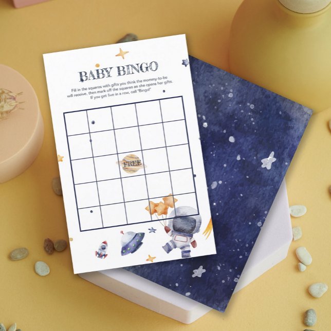 Jeu de Baby Bingo pour la Fête Prénatale de Bébé F (Astronaunt Rocketship Baby Shower Baby Bingo Game)