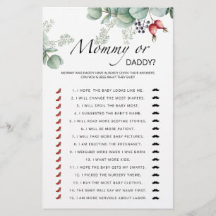 Jeu de baby shower à feuillage persistant maman ou