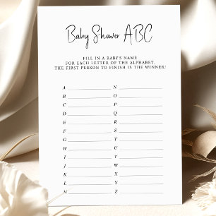 Jeu de Baby Shower ABC Noms Minimaliste