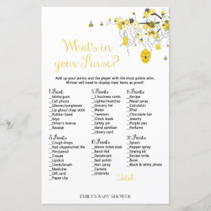 Jeu de Baby Shower Abeille - Qu'y a-t-il dans votr