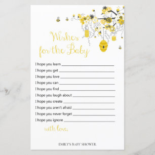 Jeu de Baby Shower Abeille - Vœux pour Bébé