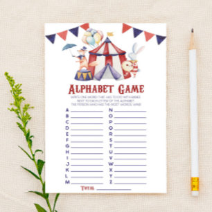 Jeu de Baby Shower Alphabet de Carnaval de Cirque