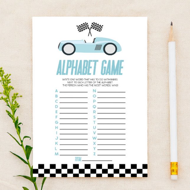 Jeu de Baby Shower Alphabet de Voiture de Course B (Créateur téléchargé)