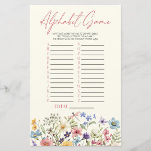 Jeu de Baby Shower Alphabet Floral Fleur Sauvage