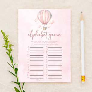 Jeu de Baby Shower Alphabetique Montgolfière Rose