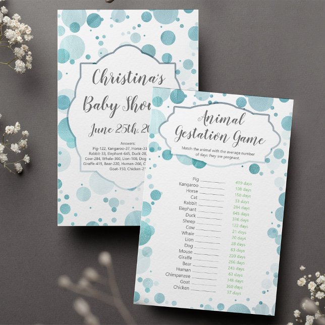Jeu de Baby shower "Animal Gestation" avec points  (Créateur téléchargé)
