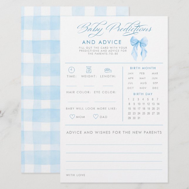 Jeu de Baby Shower Arc de Prédictions et Conseils  (Devant / Derrière)