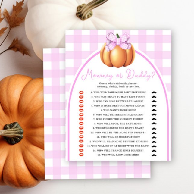 Jeu de baby shower "arc rose citrouille" Maman ou  (Créateur téléchargé)