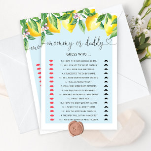 Jeu de baby shower au citron bleu maman ou papa