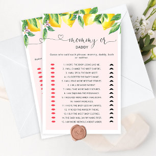 Jeu de baby shower au citron rose maman ou papa