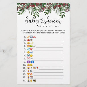 Jeu de baby shower avec émoji d'image de verdure